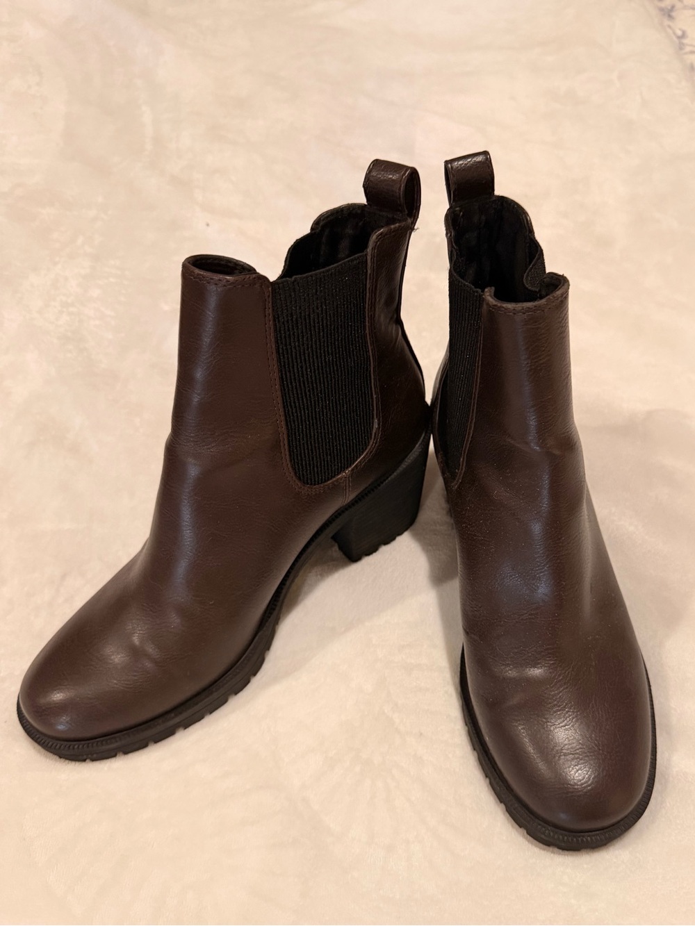 H&M Womens Brown Chelsea Ankle Boots Chunky Heel Lug Sole Size 9 US 40 EU
